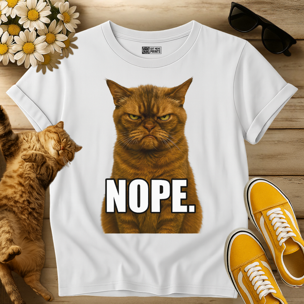 Nope Cat Grumpy Face T-Shirt