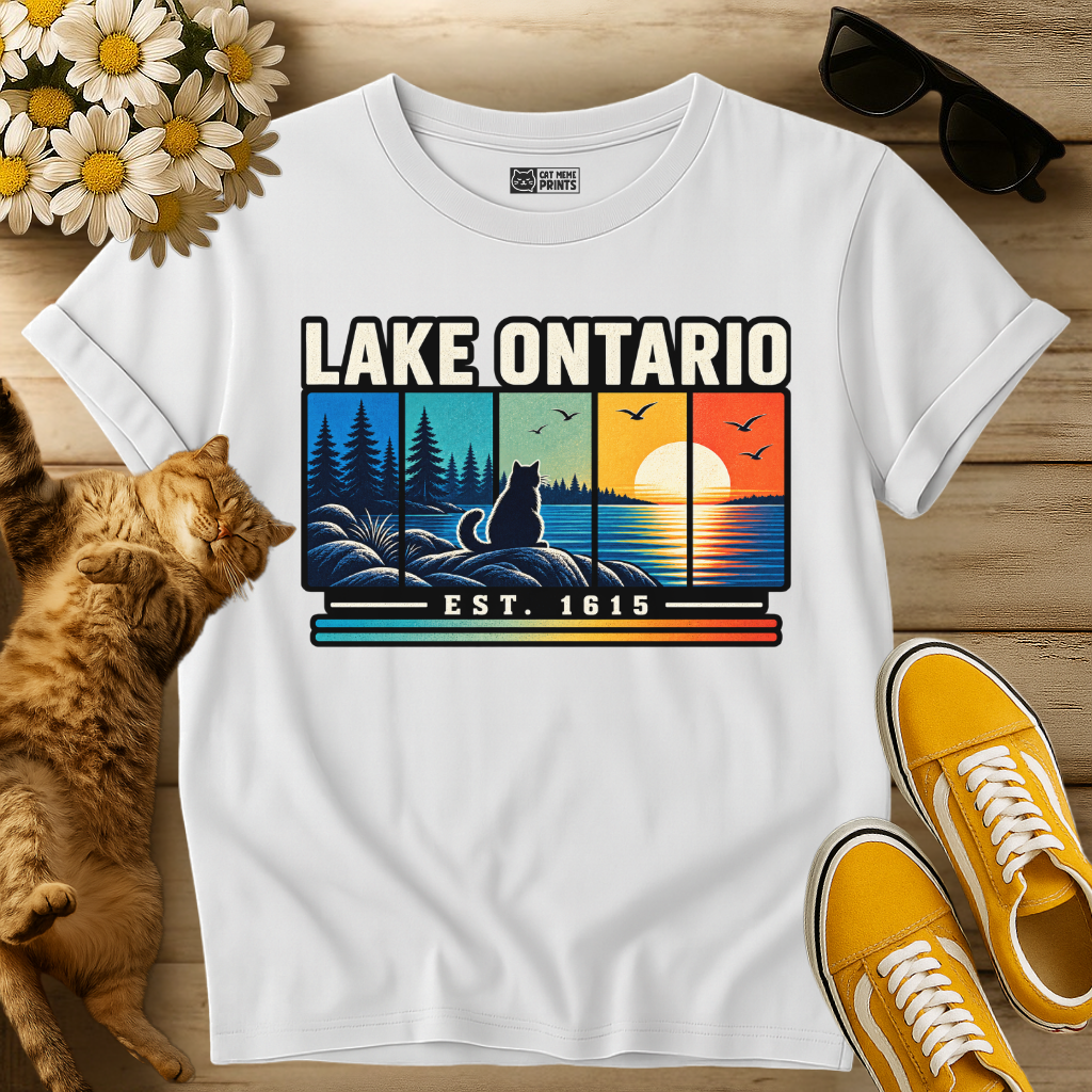 Lake Ontario Vintage Est 1615 Cat T-Shirt