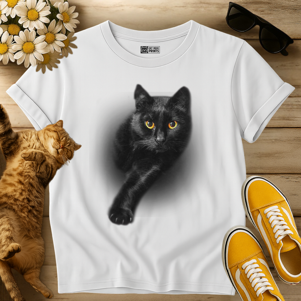 Black Cat Yellow Eyes T-Shirt