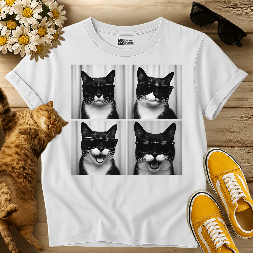 Cute Tuxedo Cat Photo Booth T-Shirt