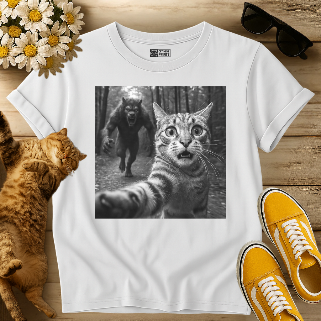 Cat Selfie With Werewolf T-Shirt
