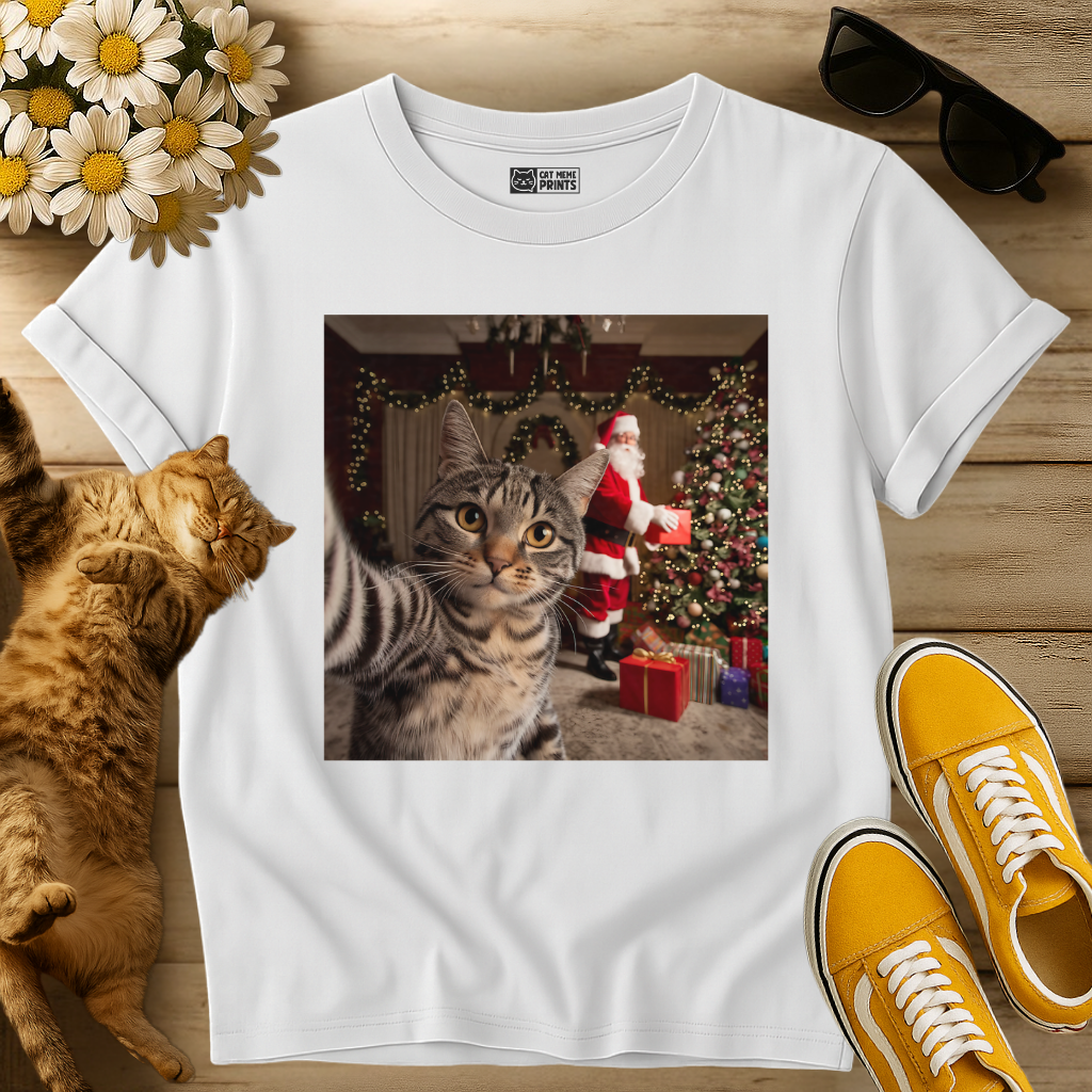 Cat Selfie with Santa Claus T-Shirt