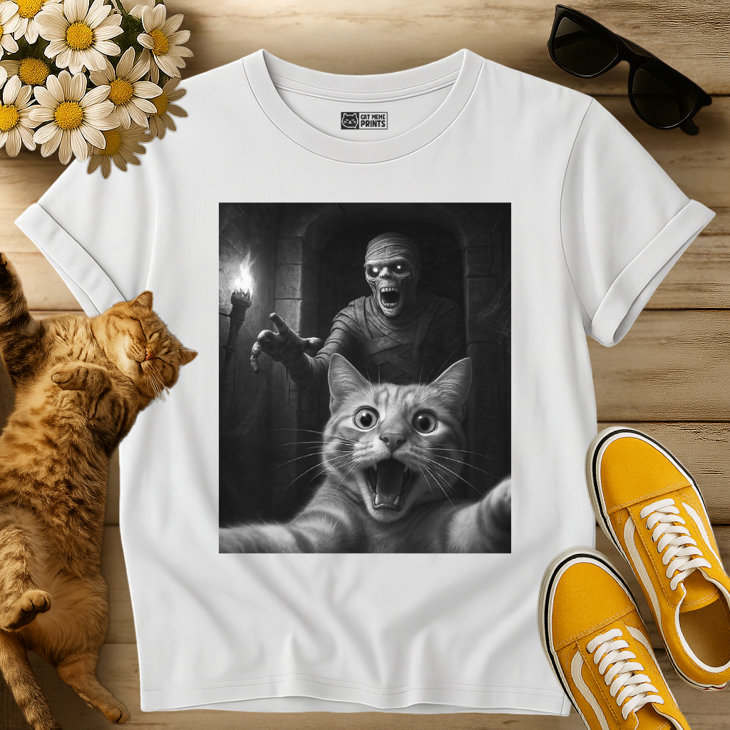Cat Selfie with a Mummy T-Shirt