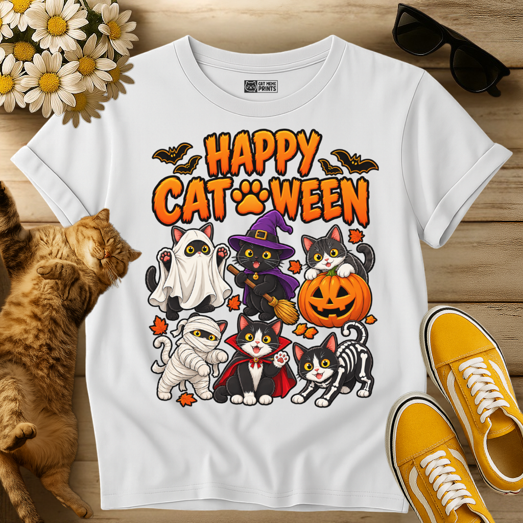 Spooky Cats Happy Cat Halloween T-Shirt