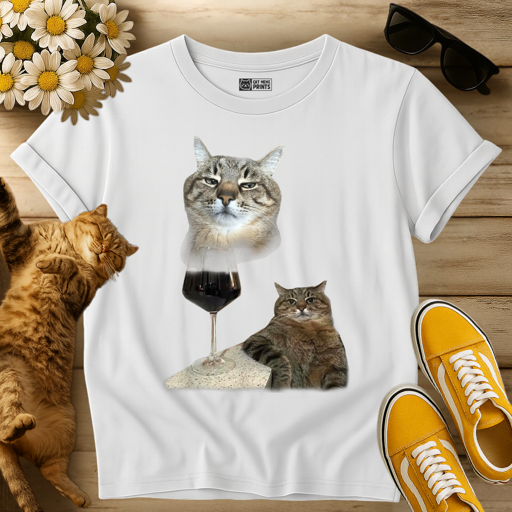 Cat Drinking Meme Selfie T-Shirt
