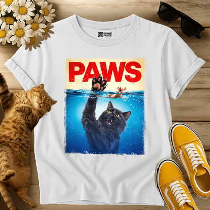 Paws Black Cat Chasing Scared Mouse T-Shirt
