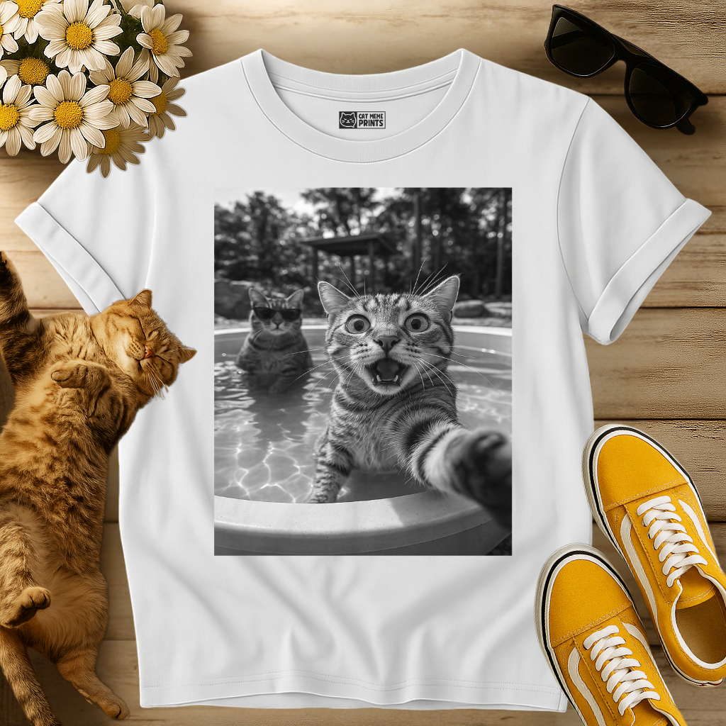 Cat Selfie in the Pool T-Shirt