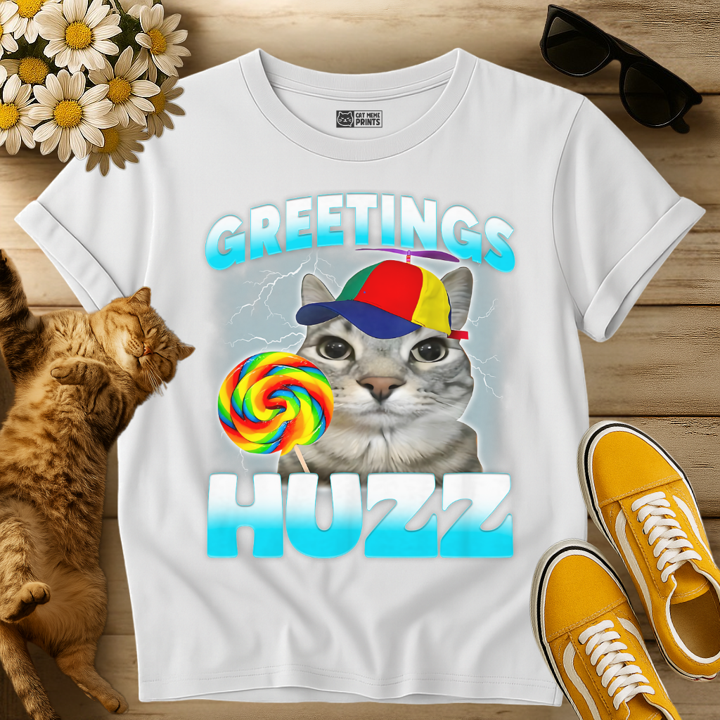 Greetings Huzz Cat T-Shirt