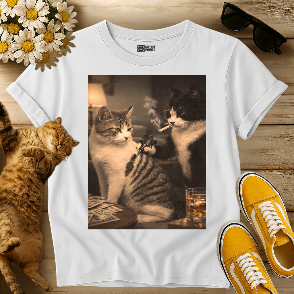 Tuxedo Cat Tattoo Artist T-Shirt