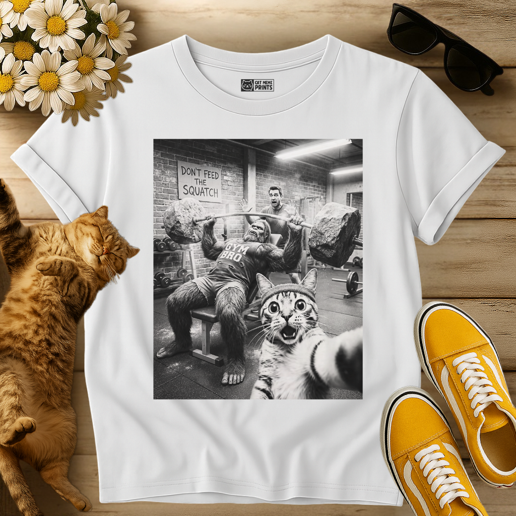 Cat Selfie with Bigfoot at the Gym T-Shirt