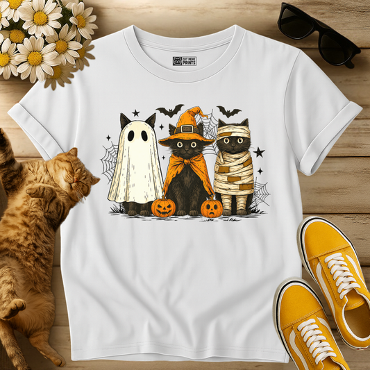 Black Cat Ghost Witch Mummy Halloween T-Shirt
