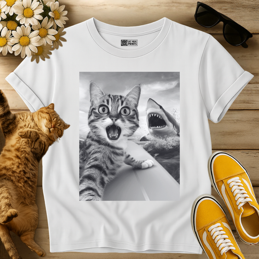 Cat Selfie With Shark T-Shirt