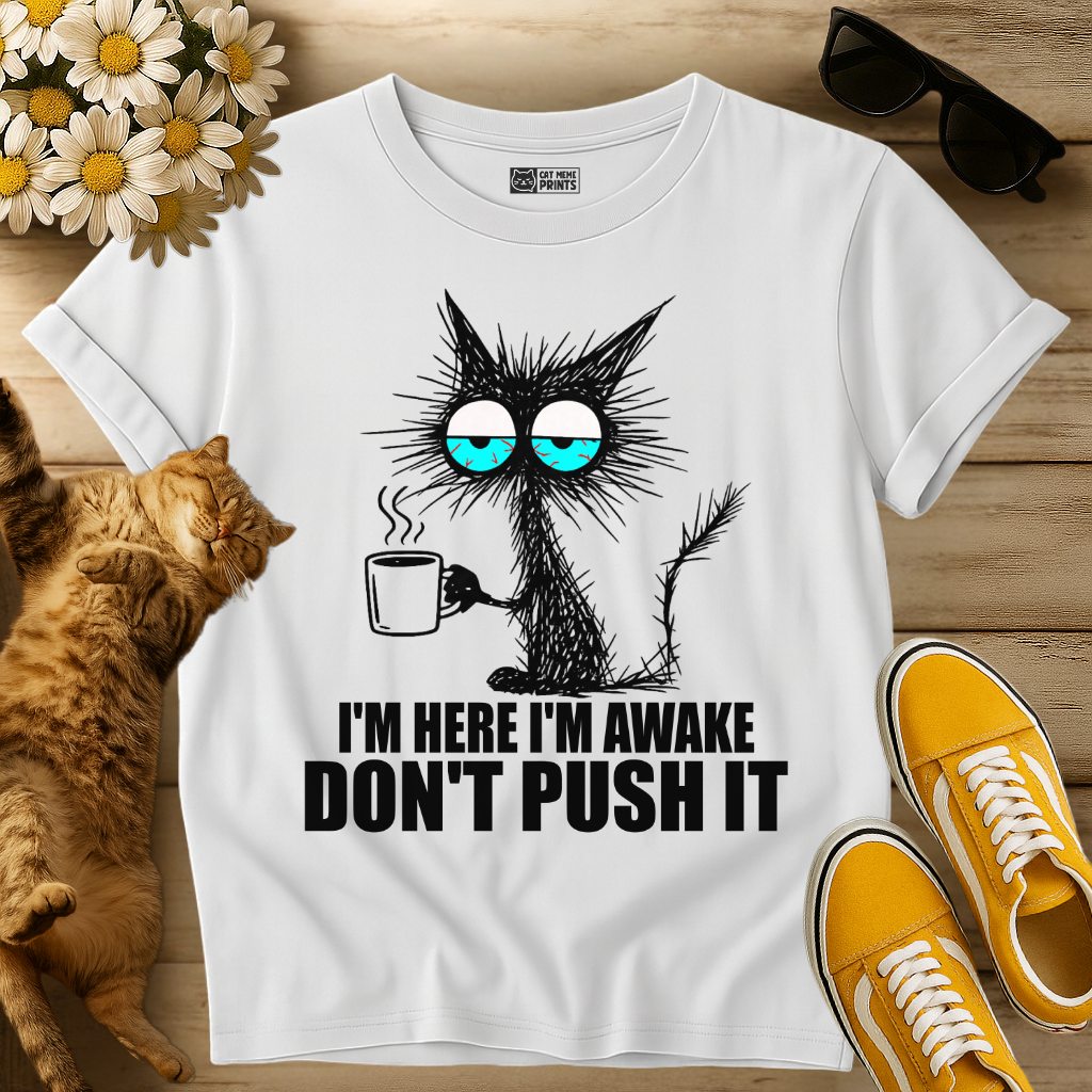 I'm Here I'm Awake Don't Push It T-Shirt