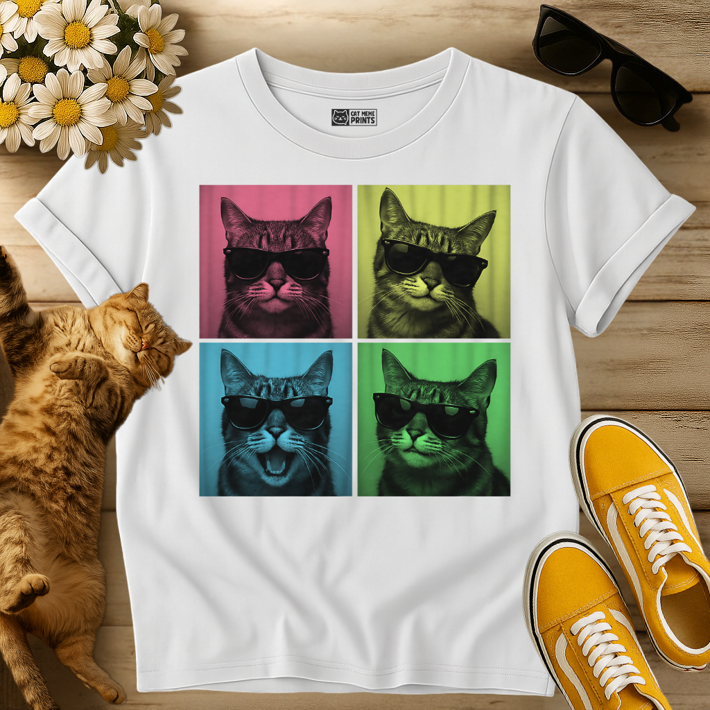 Cool Cat Pop Art Portrait T-Shirt
