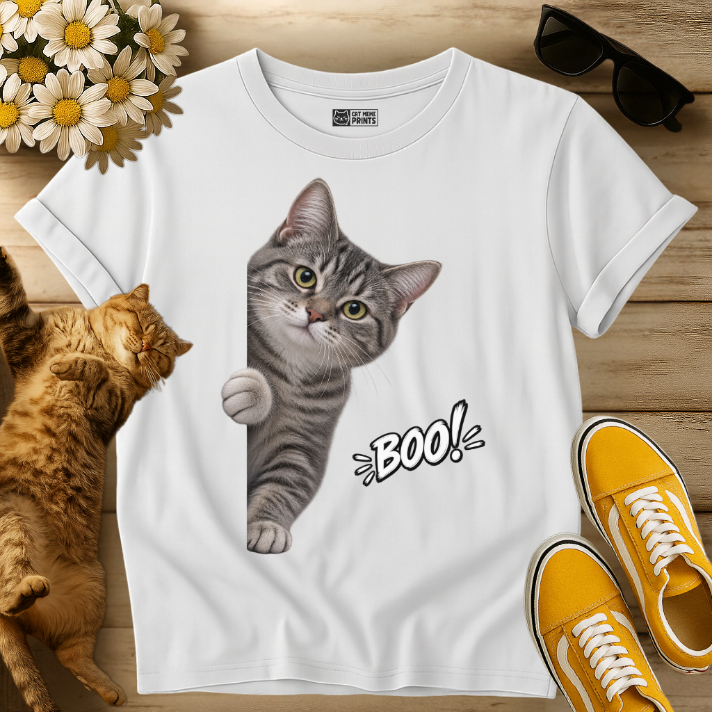 Grey Cat Boo T-Shirt