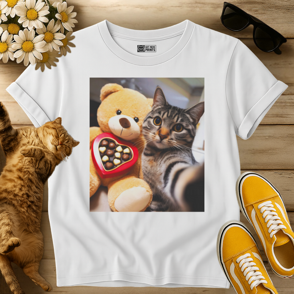 Cat Selfie with Teddy Bear T-Shirt