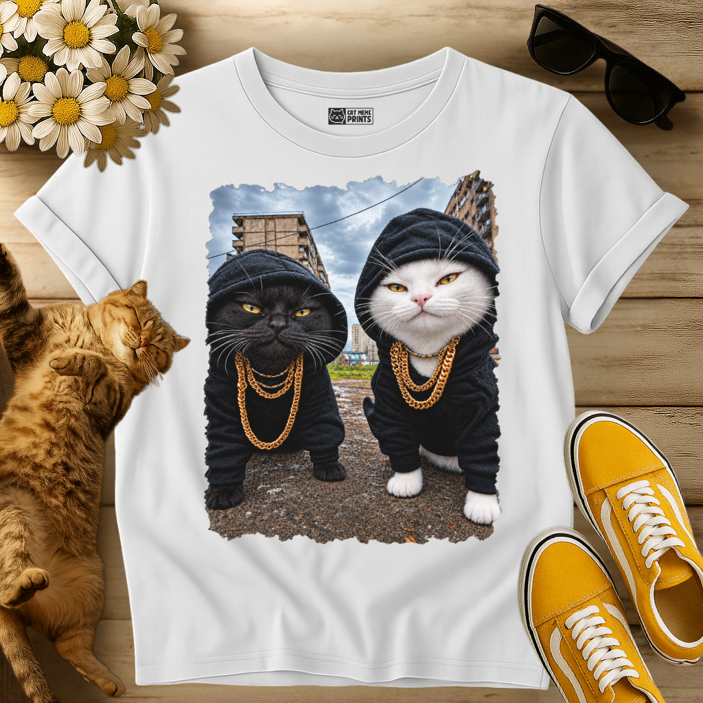 Gangster Black & White Cats T-Shirt