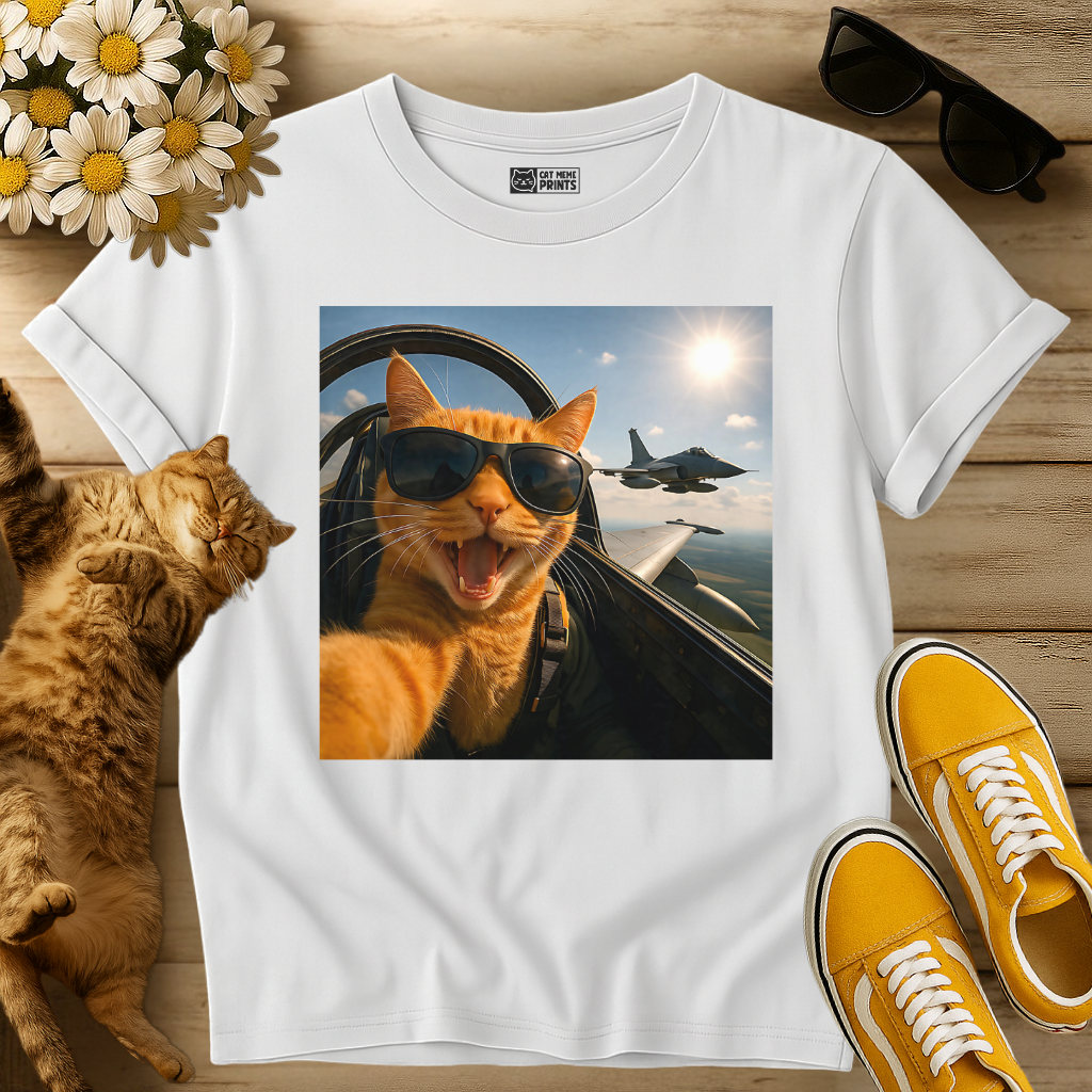 Cat Selfie Jet Airplane T-Shirt