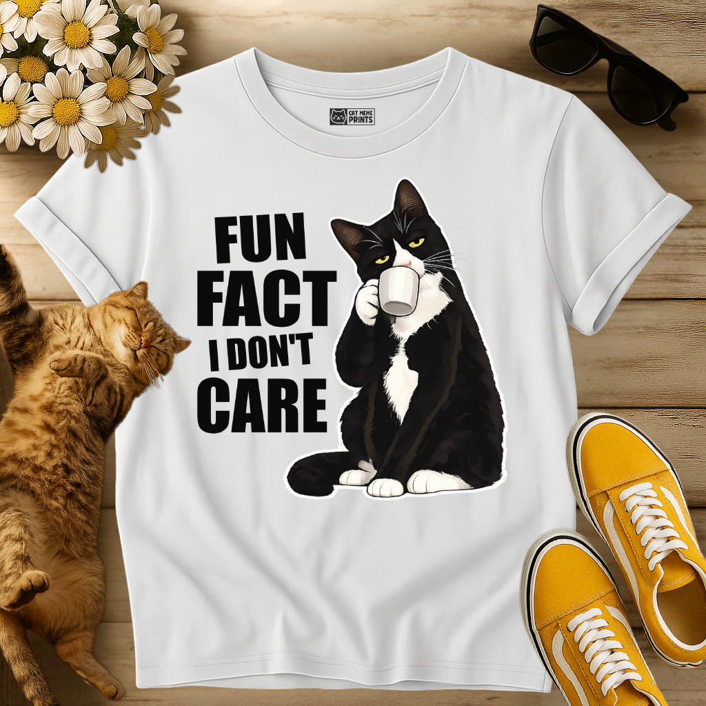 Fun Fact I Don't Care Cat T-Shirt