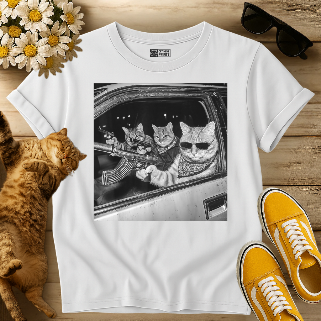 Gangster Cat Meme Selfie T-Shirt
