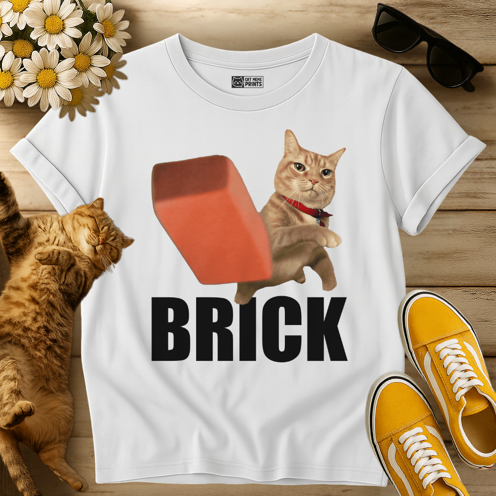 Cat Throwing Brick T-Shirt
