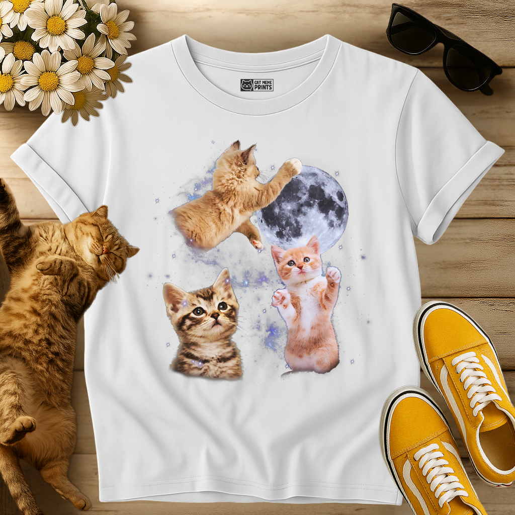 Three Cats Howling Moon T-Shirt