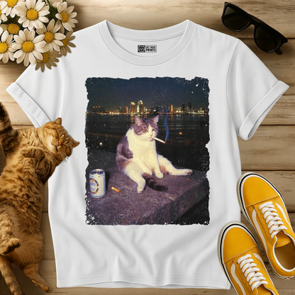 Cat Smoking and Drinking Selfie T-Shirt