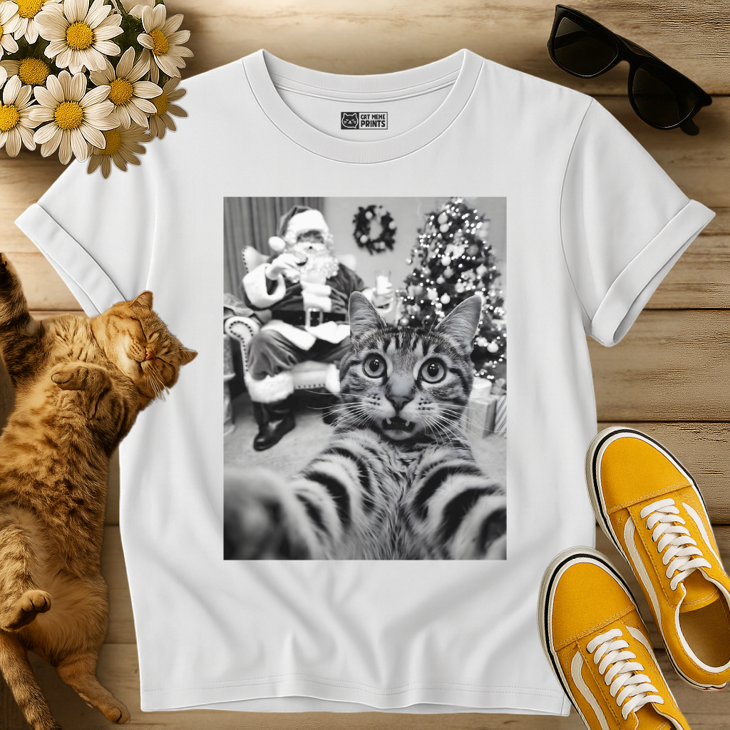 Cat Selfie with Santa Claus T-Shirt